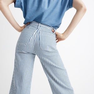 Madewell Emmett Wide-Leg Crop Pant Stripe Sz 28